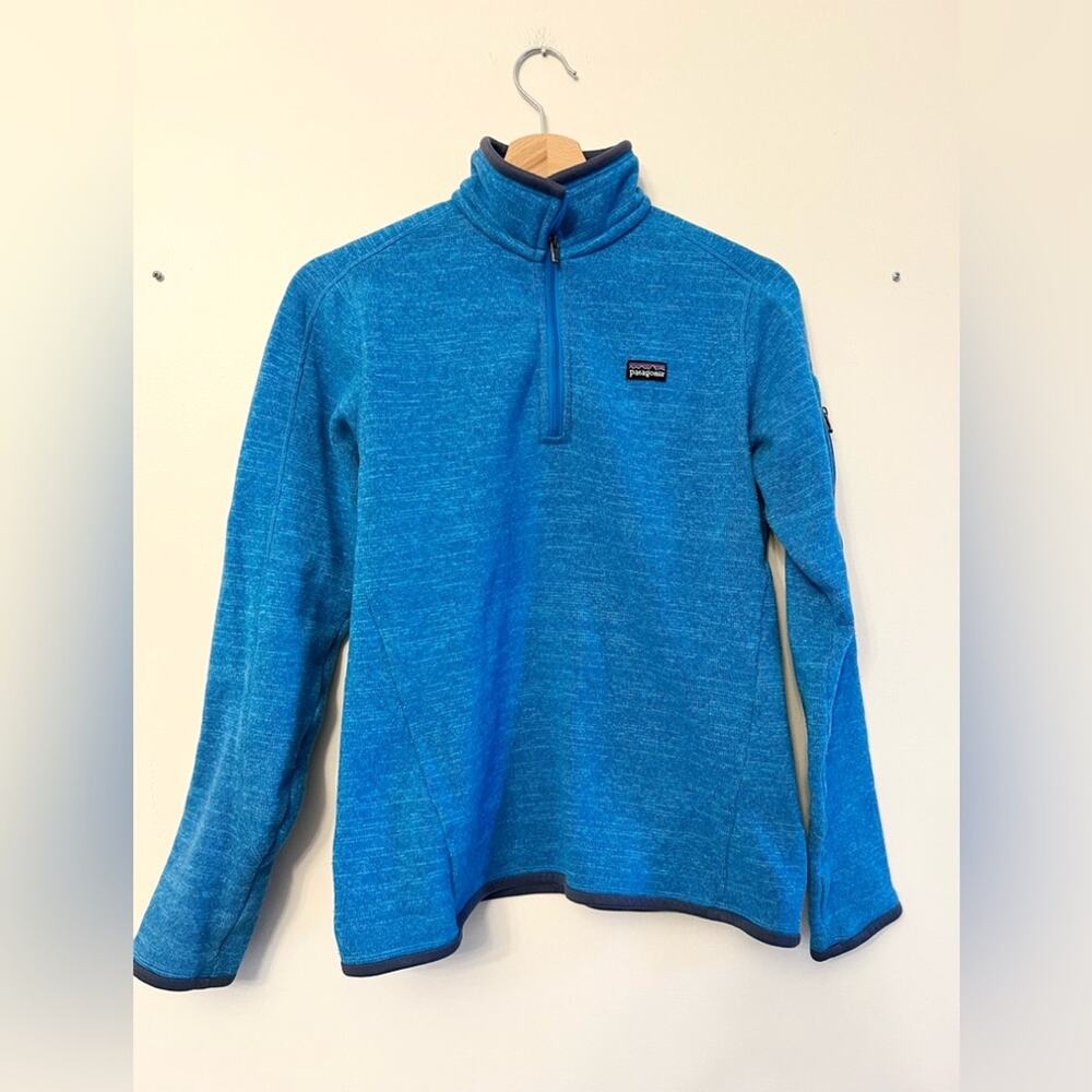 Patagonia better sweater quarter zip pullover blue outdoor winter pnw